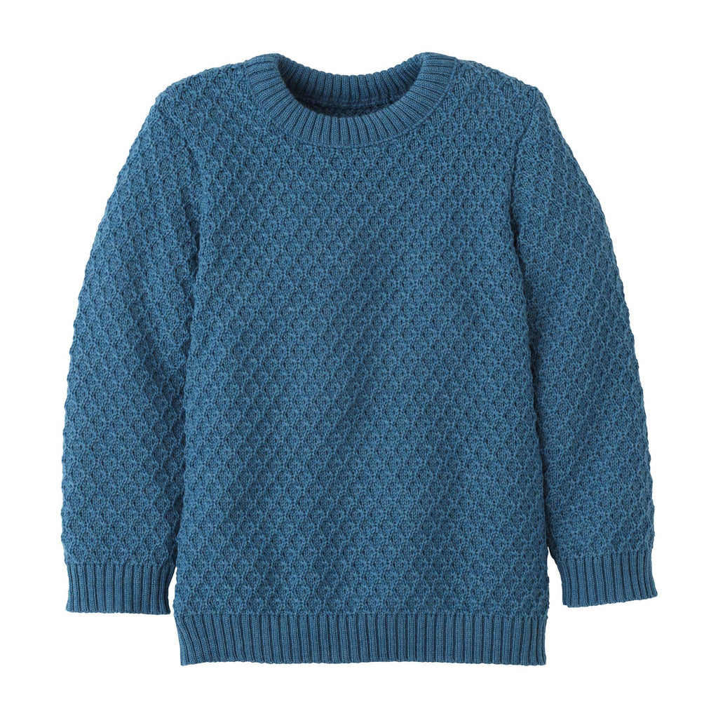 Blue knitted sweater on a white background
