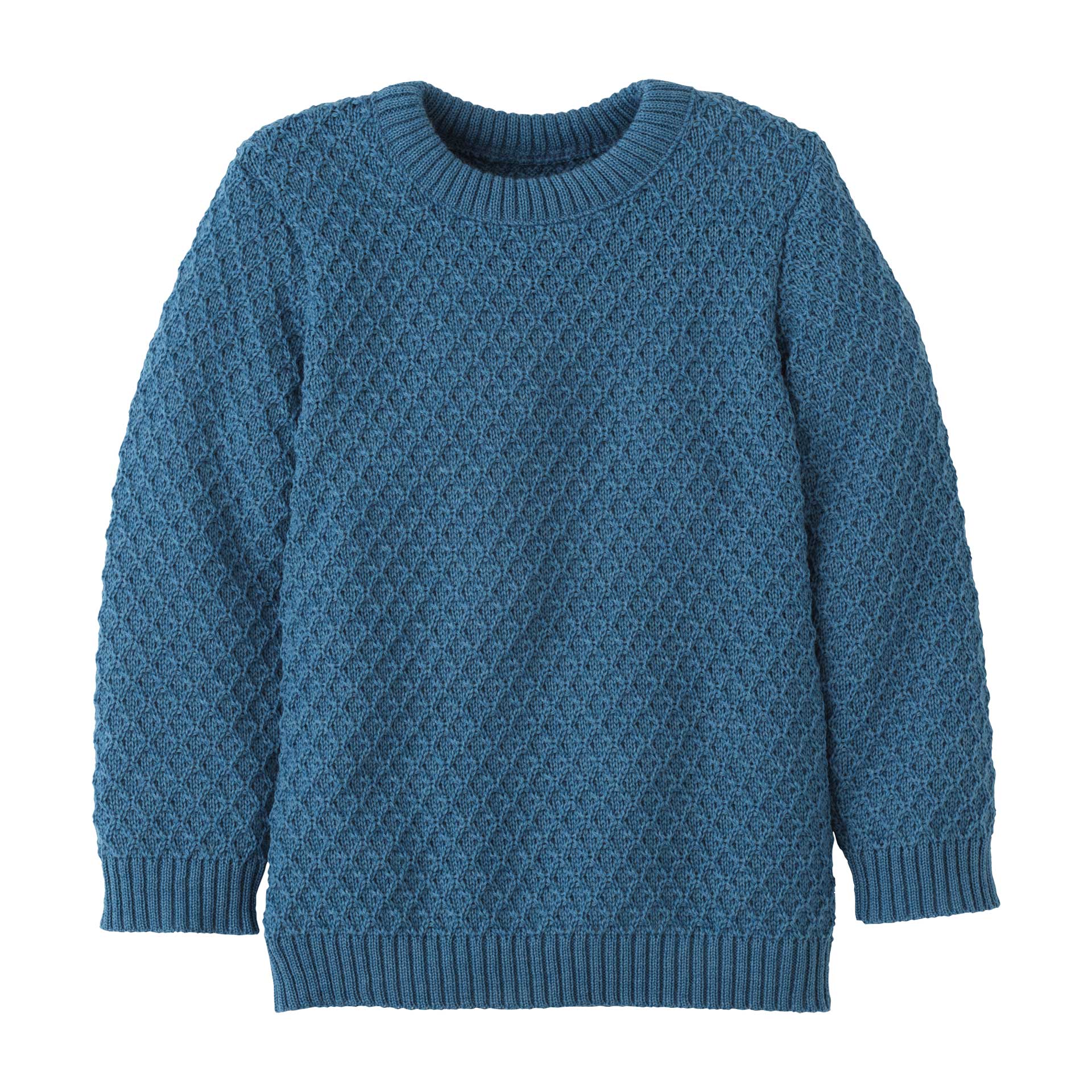 Blue knitted sweater on a white background