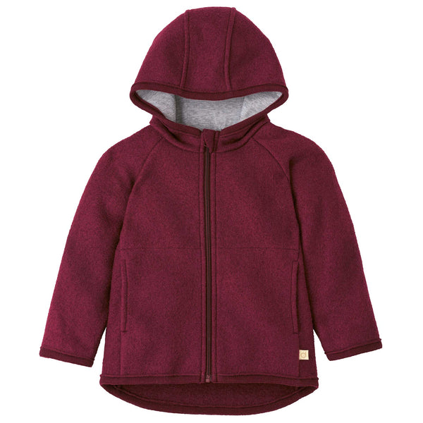Maroon hoodie with a zipper on a white background