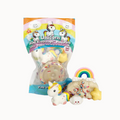 Unicorn-themed mini play dough pack with figures and packaging on a white background