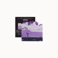 Layered purple and white soap with Finchberry branding on a white background