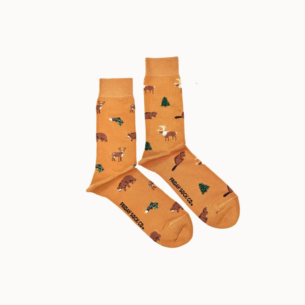 Orange sucks with wildlife print on a white background