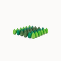 Set of little green wooden tree figures