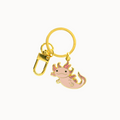 Keychain with axolotl charm on a white background