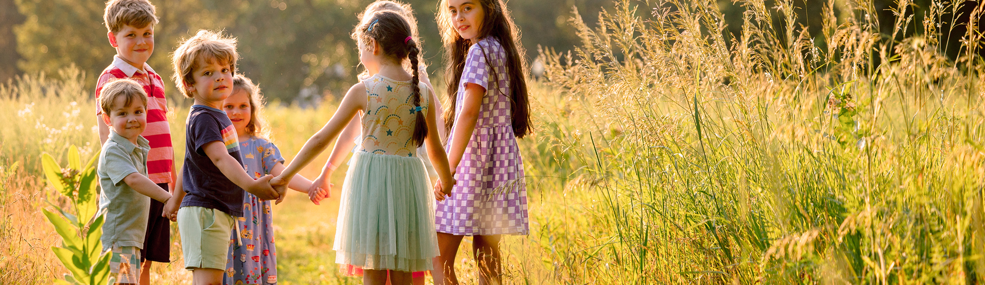 Kids playing in a field