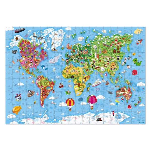 Colorful world map puzzle on a white background