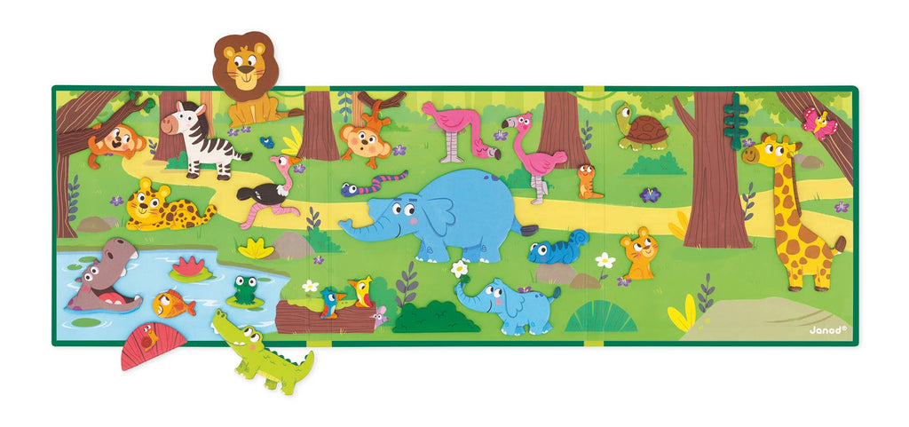 Children's rug with colorful animal illustrations on a white background