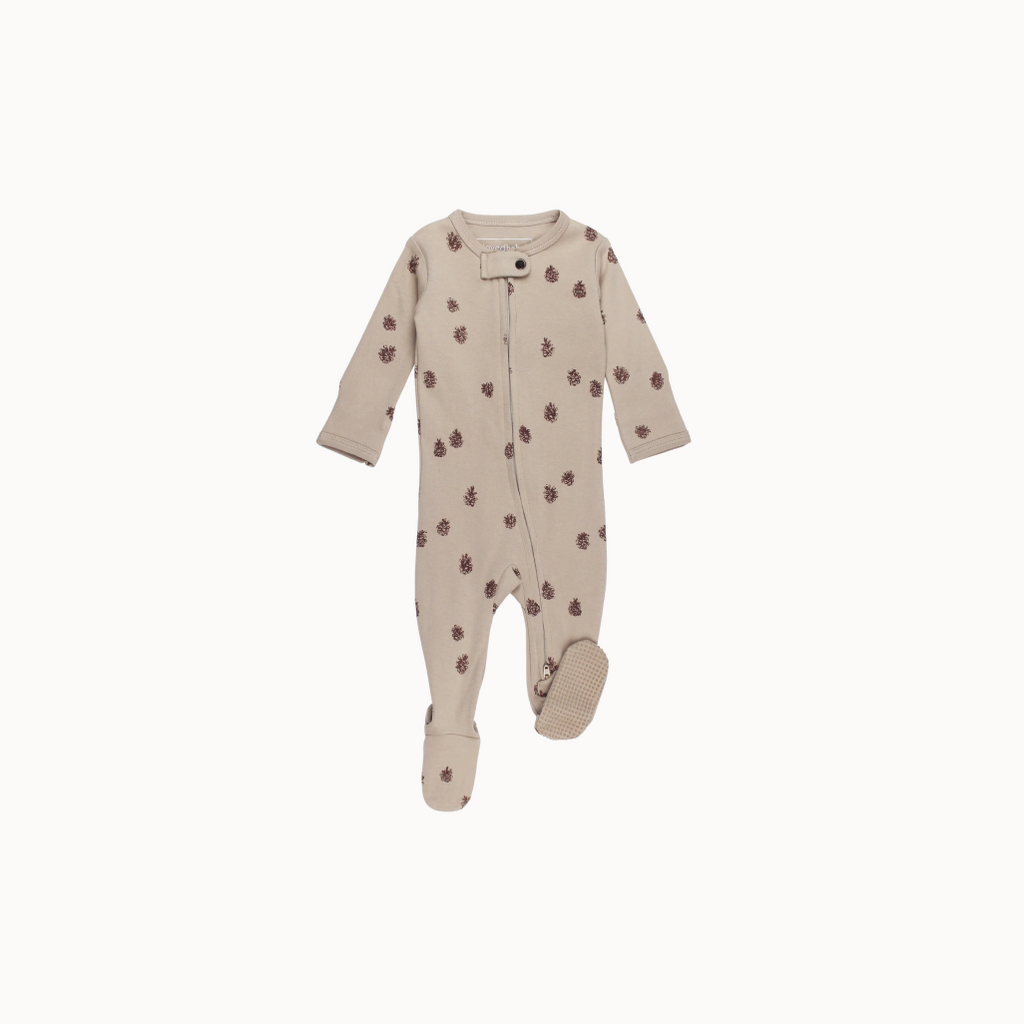 Pinecone-patterned baby pajamas