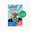 Book cover of 'English Comic Adventures' with cartoon characters on a white background