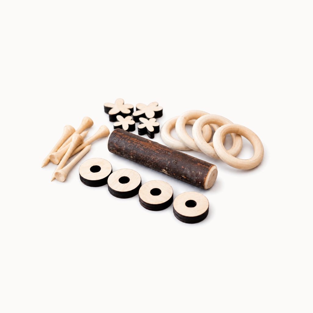 Set of wooden play pieces
