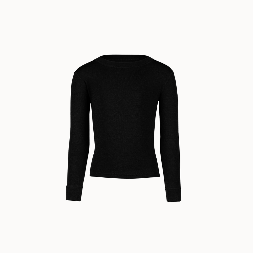 Kids black wool long sleeve top