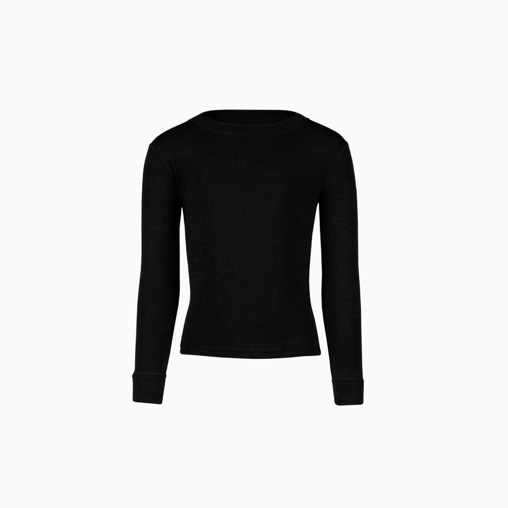 Kids black wool long sleeve top