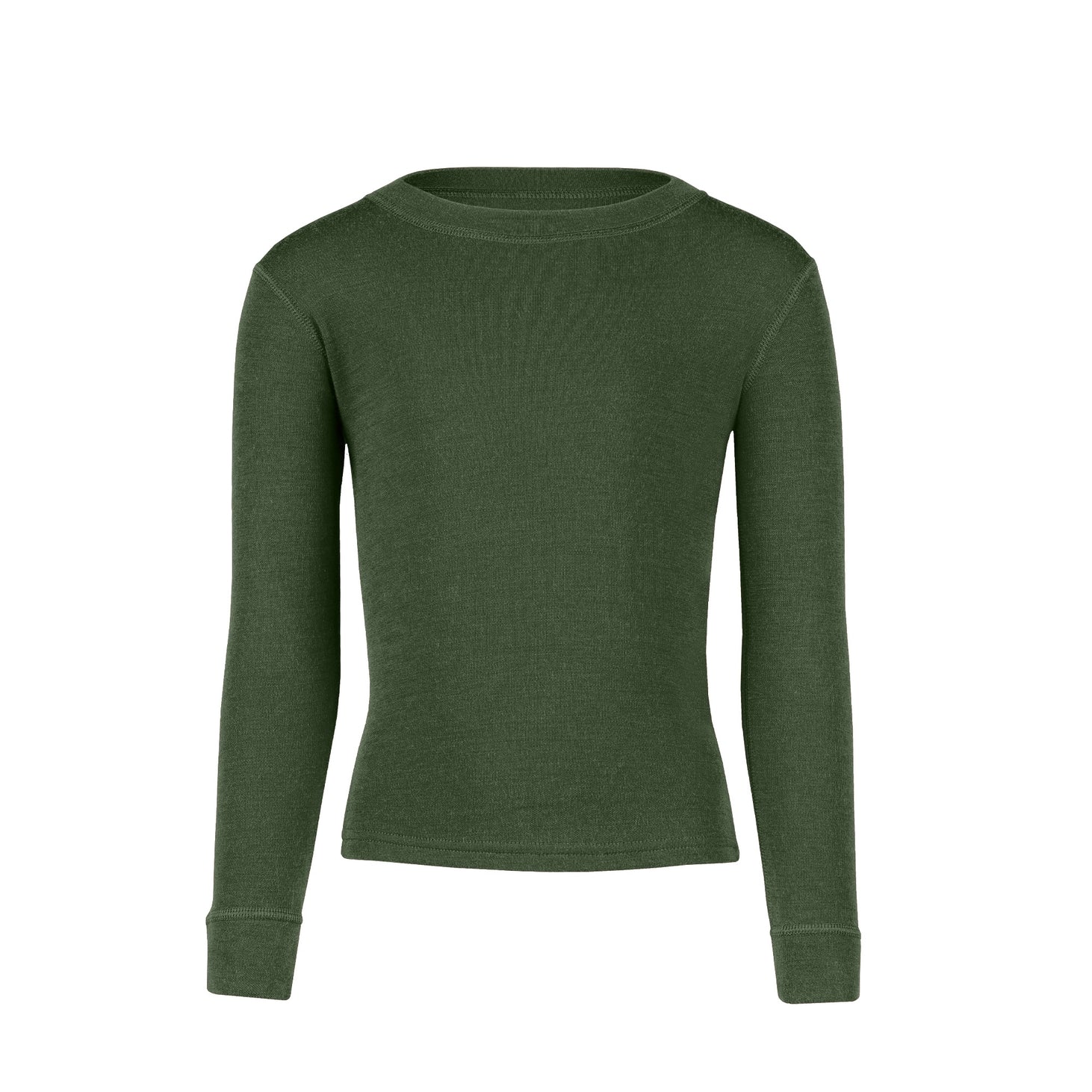 Green long-sleeve shirt on a white background
