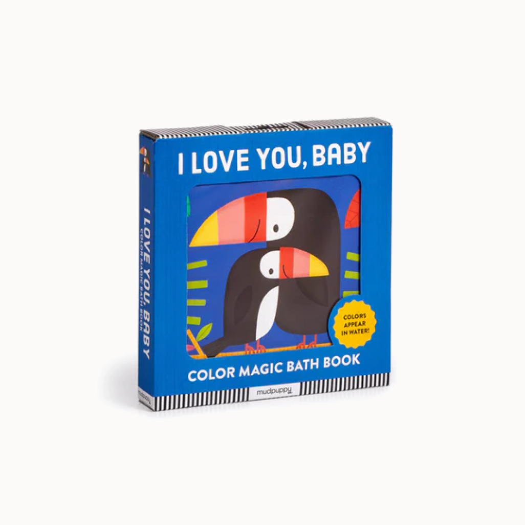 I Love You, Baby bath book with colorful toucan illustrations