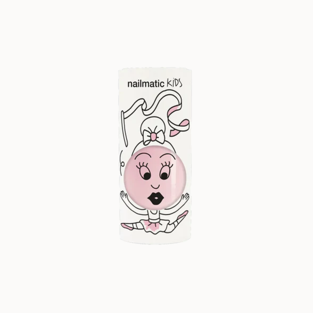 pink polish in ballerina packaging on white background