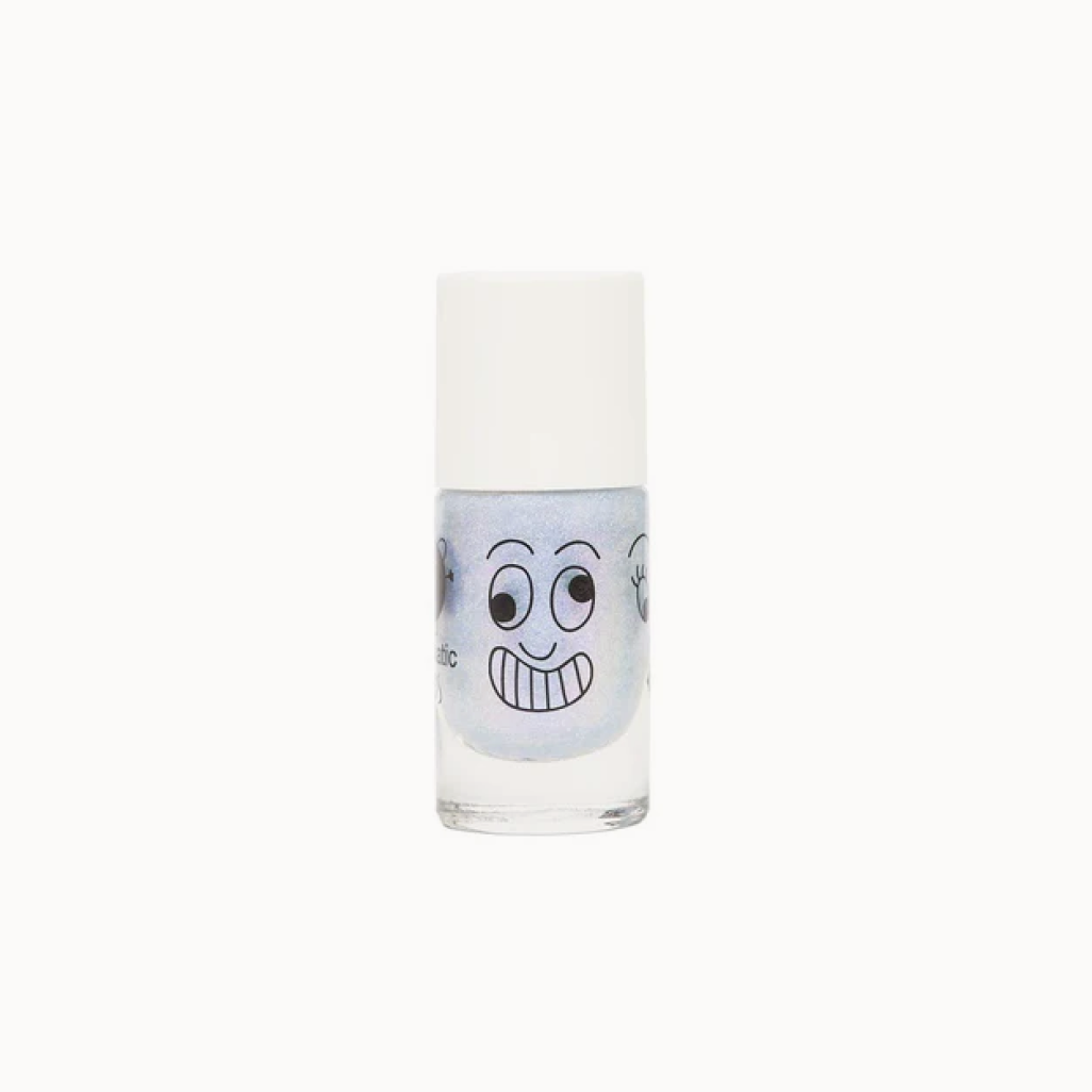 Glittery nail polish in a tube with a silly drawn face
