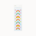 Pack of rainbow and heart stickers with 'Ooly' branding on a white background