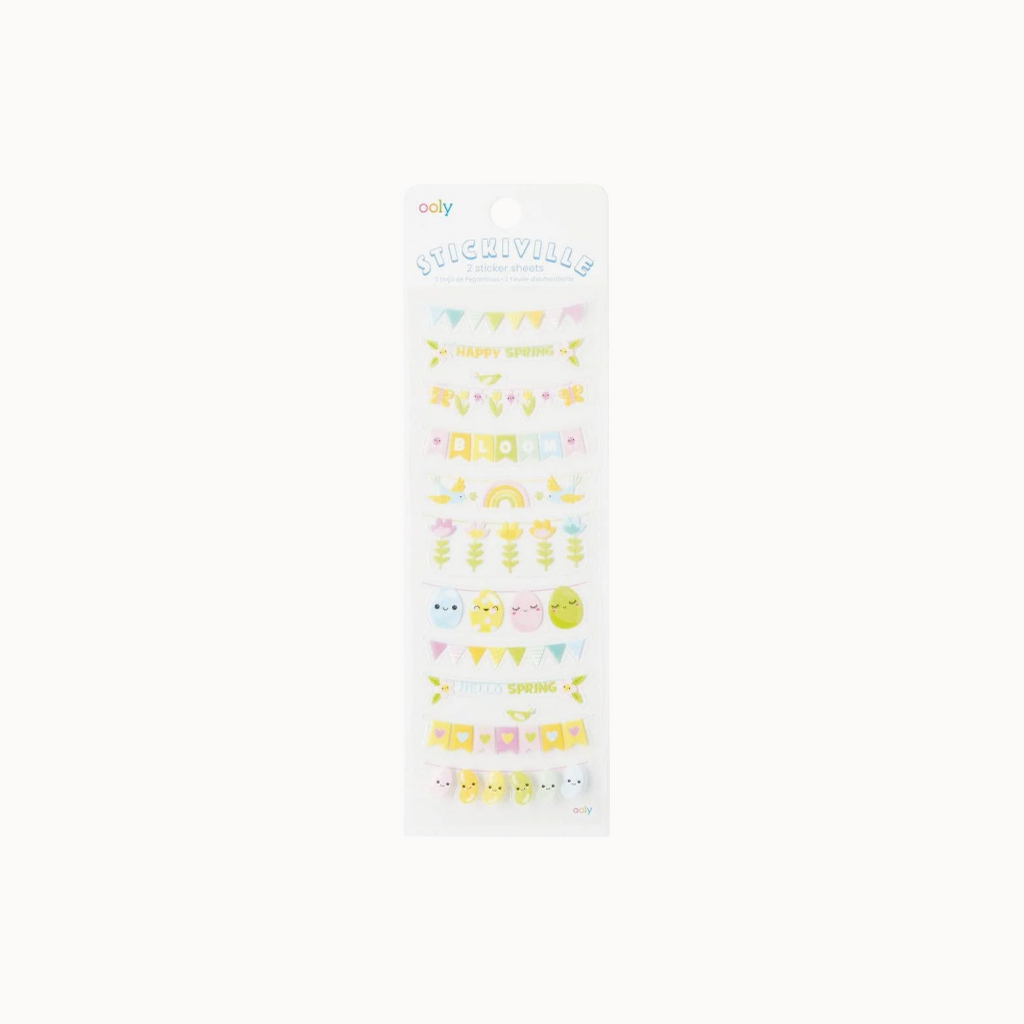 Packaged stickers with cute illustrations on a white background