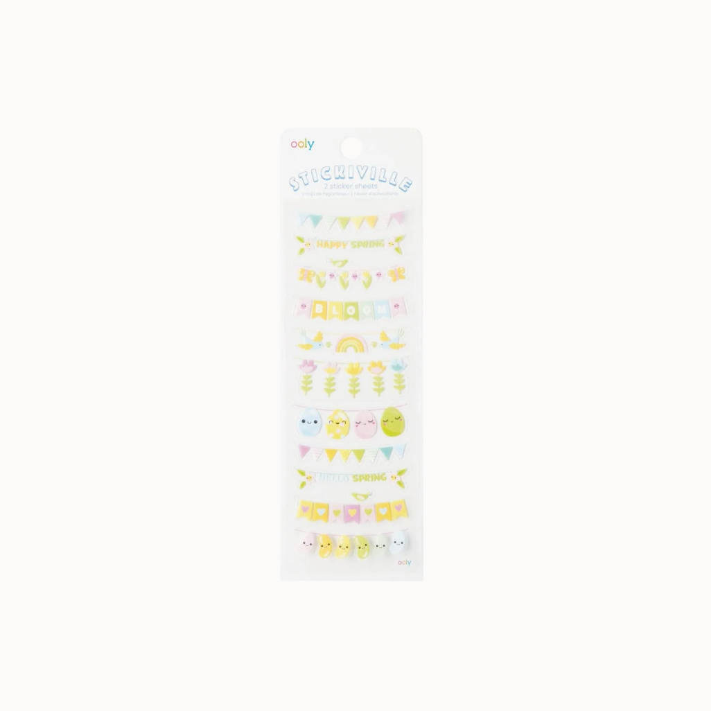 Packaged stickers with cute illustrations on a white background