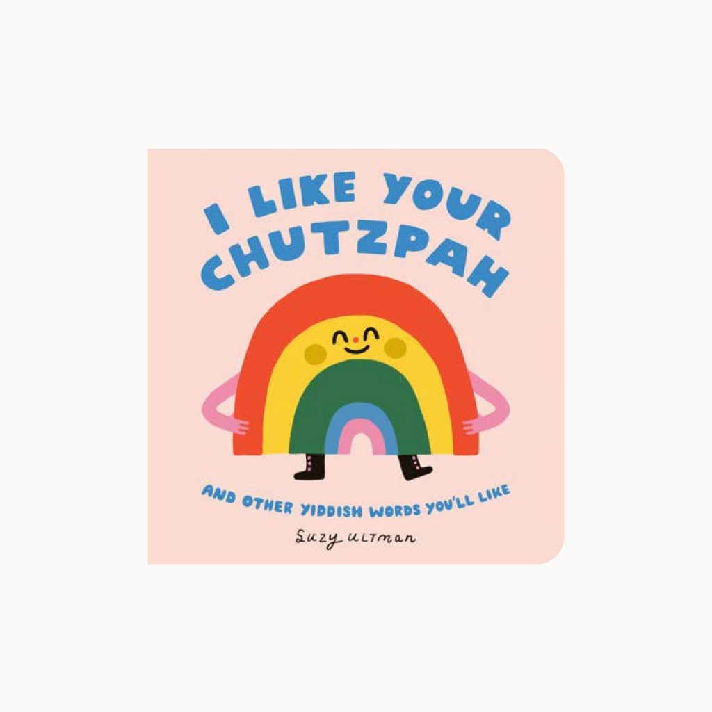 Book cover with a rainbow character and text on a pink background