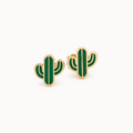 Cactus-shaped earrings on a white background