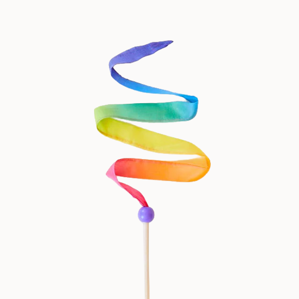 rainbow ribbon wand on a white background