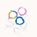 three silk garlands with ribbons on a white background 
