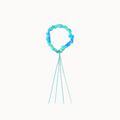 Blue silk garland headband with ribbons on a white background