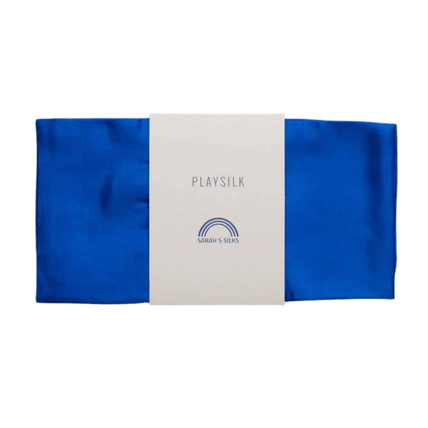 Blue and white PlaySilk product on a white background