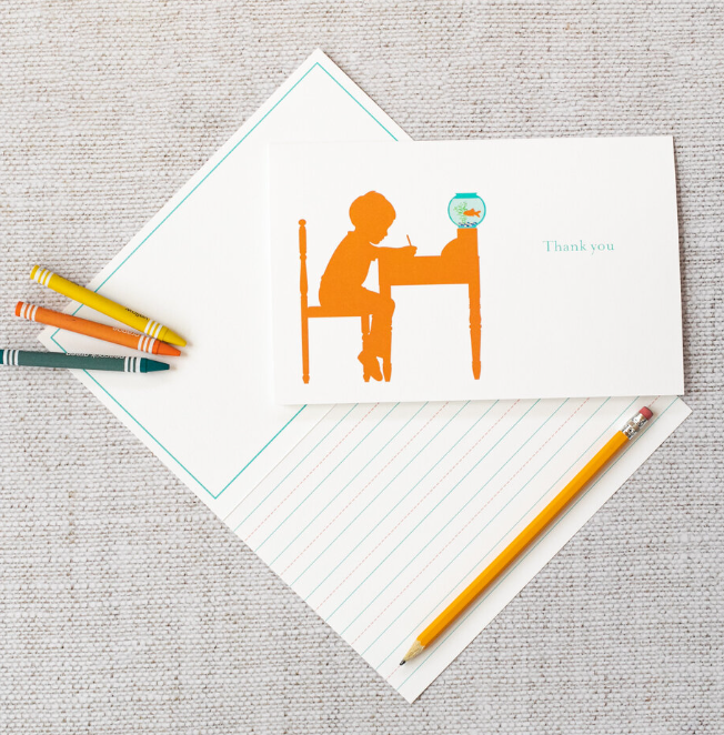 Coral & Blue Paper Co. - Boy's Goldfish "Thank You" Cards Set