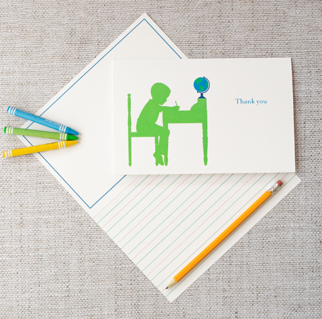 Coral & Blue Paper Co. - Boys with Curls World Explorer "Thank You" Cards Set