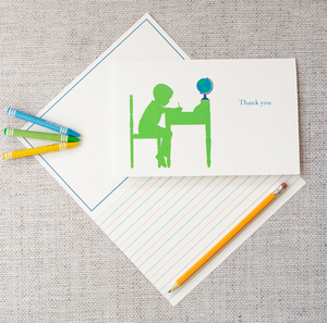 Coral & Blue Paper Co. - Boys with Curls World Explorer "Thank You" Cards Set