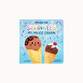 Book cover with two ice cream cones and colorful sprinkles on a blue background