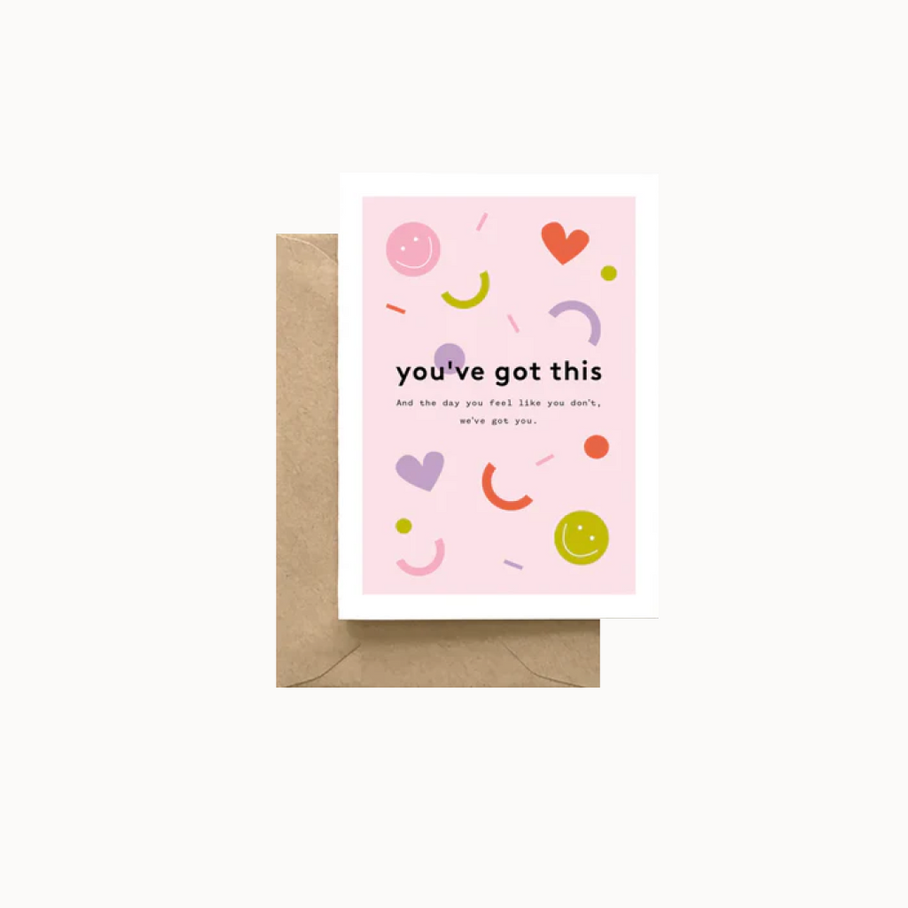 pink inspirational card on brown envelope