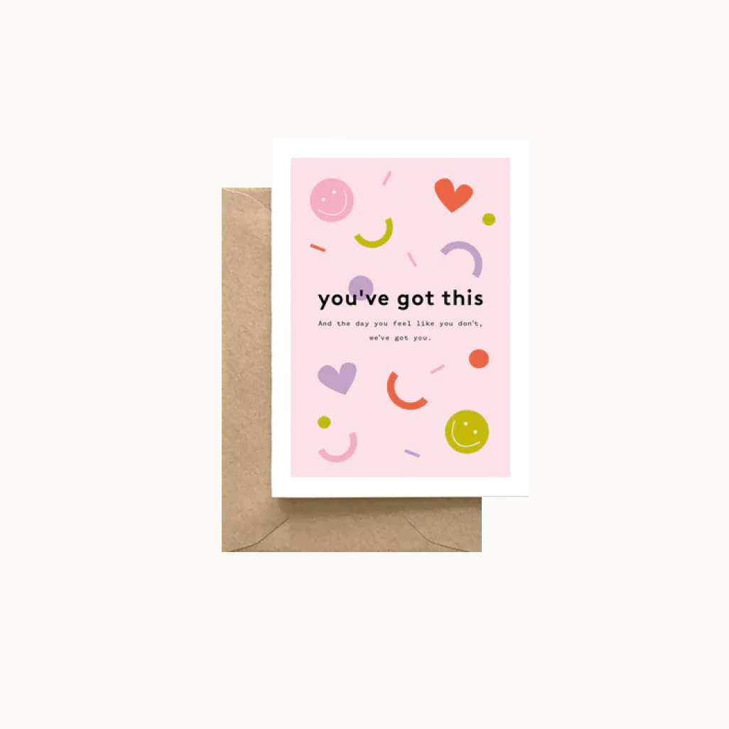 pink inspirational card on brown envelope