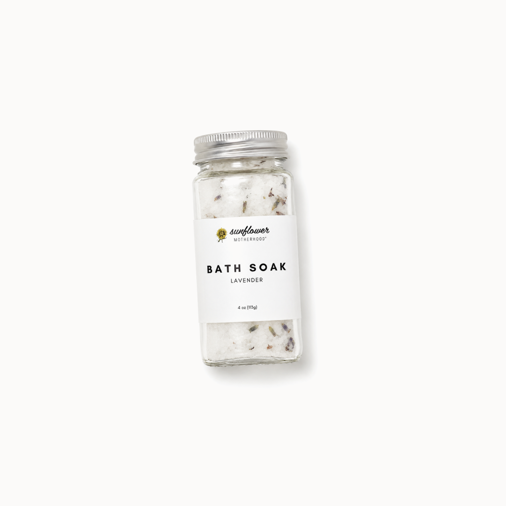 Bath soak in a jar with a label on a white background