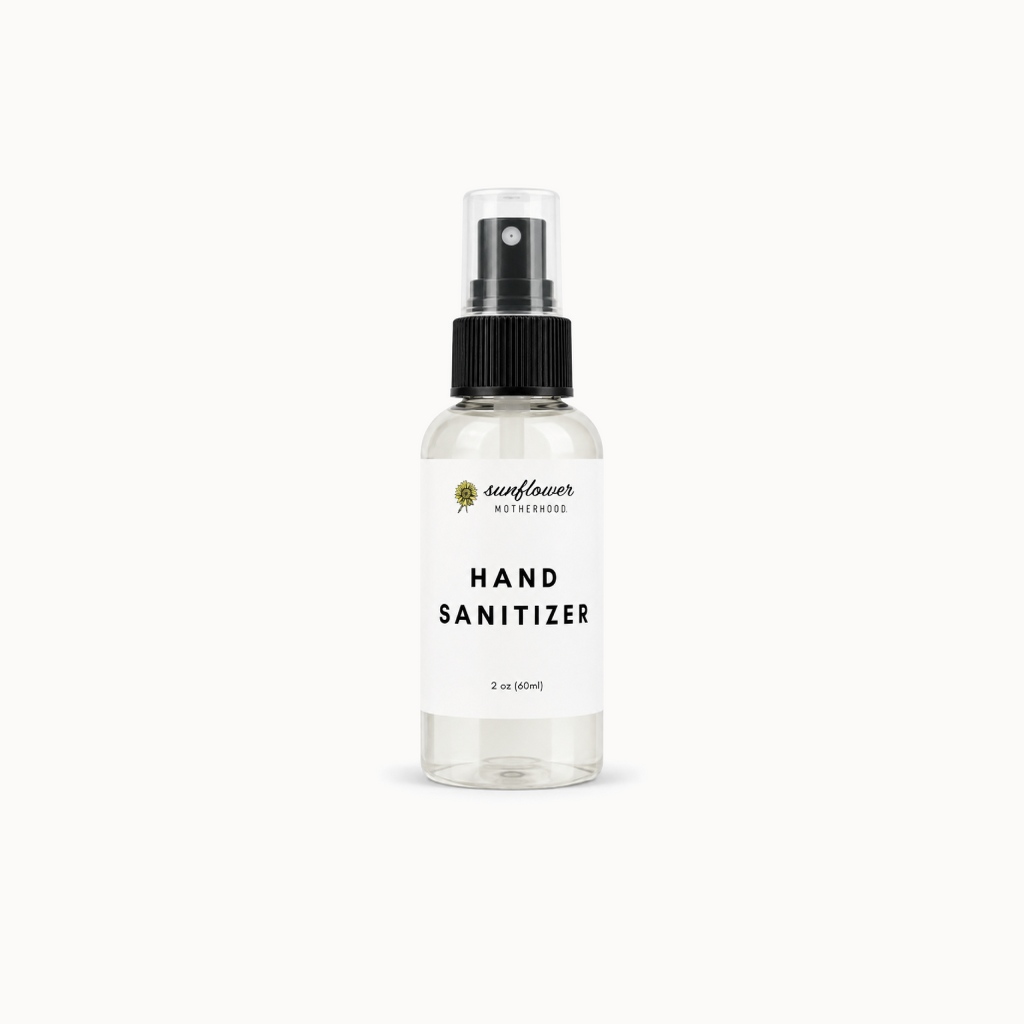 Hand sanitizer spray bottle on a white background