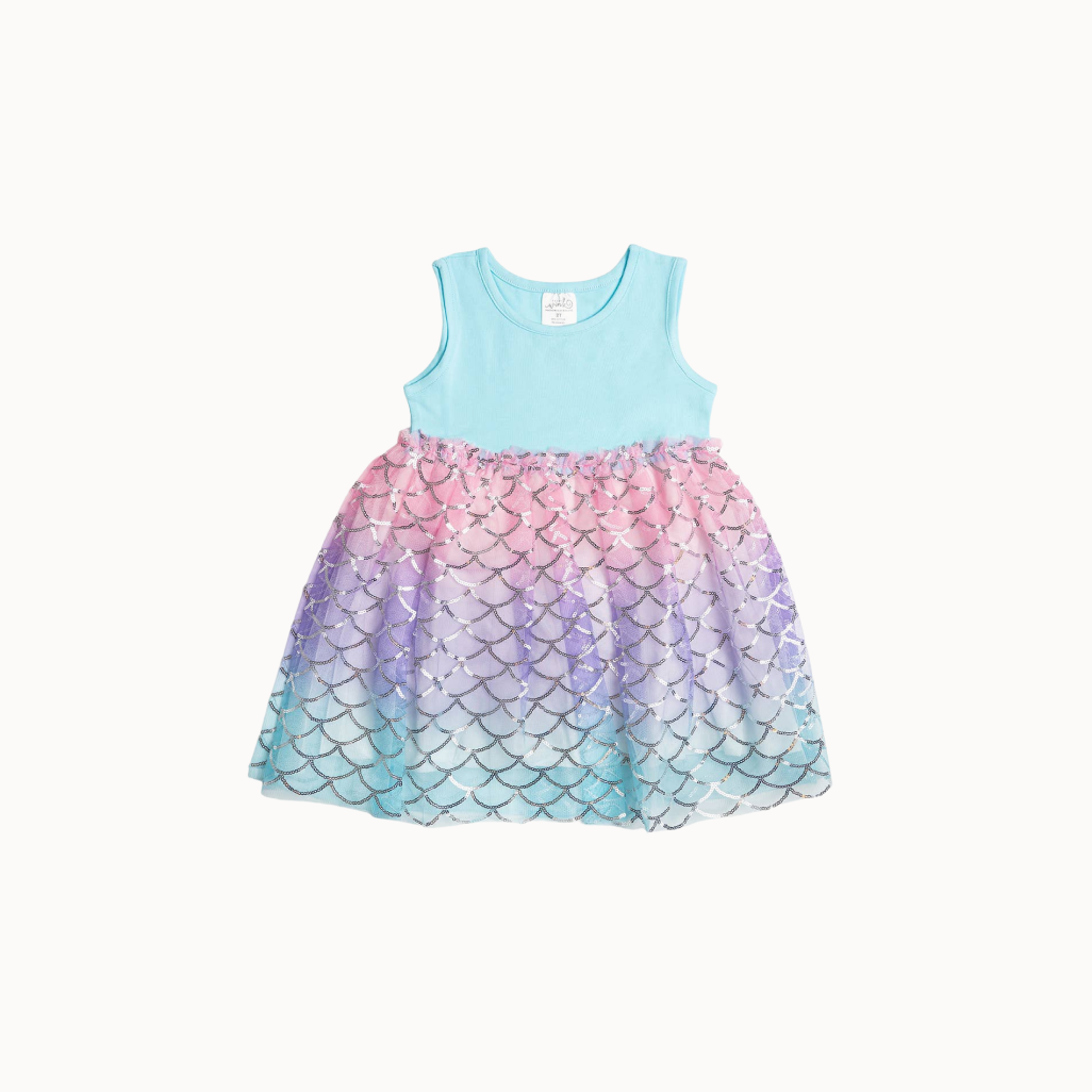Blue tank dress with sparkly mermaid tutu