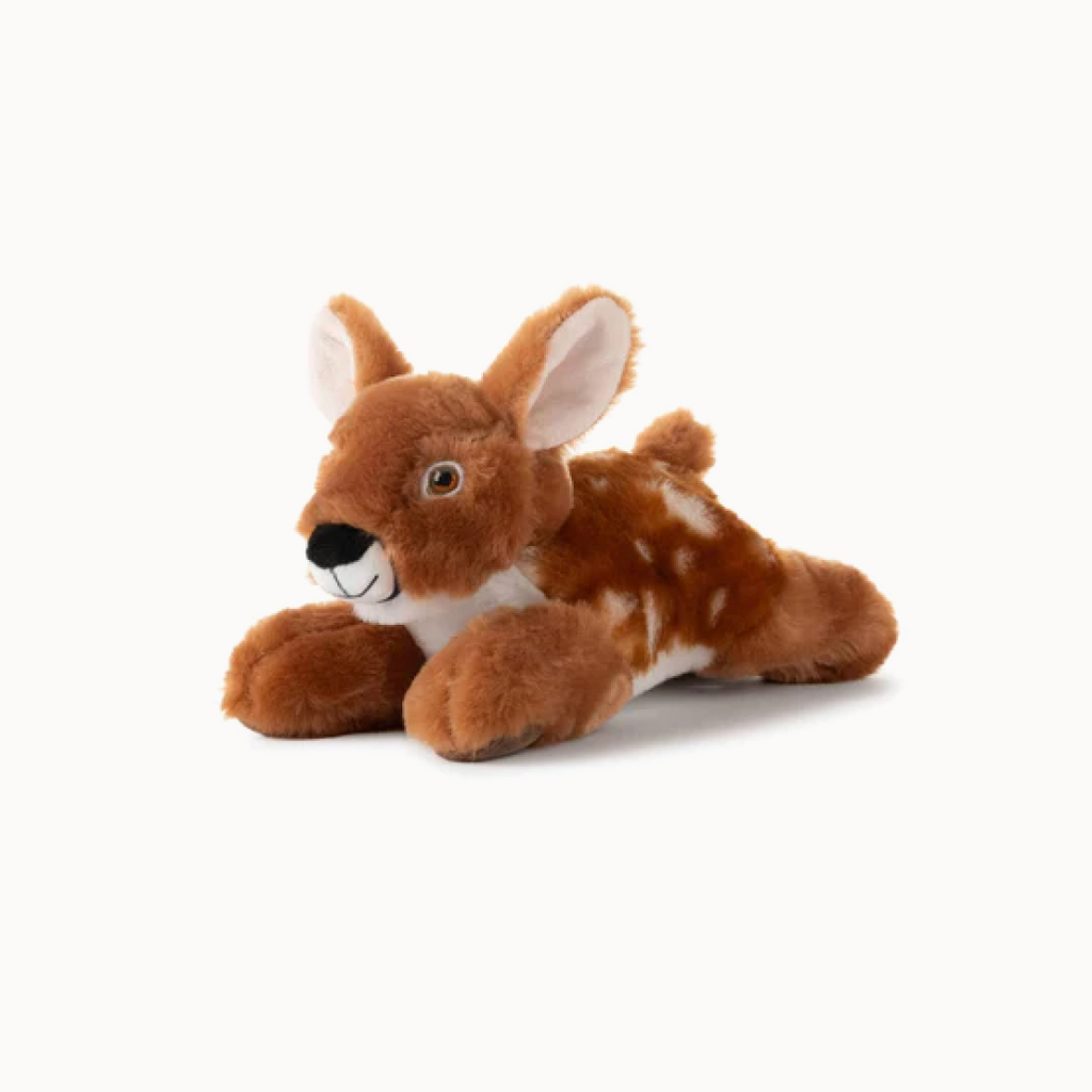 Plush deer toy on a white background
