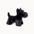 Plush toy of a black Scottish Terrier on a white background