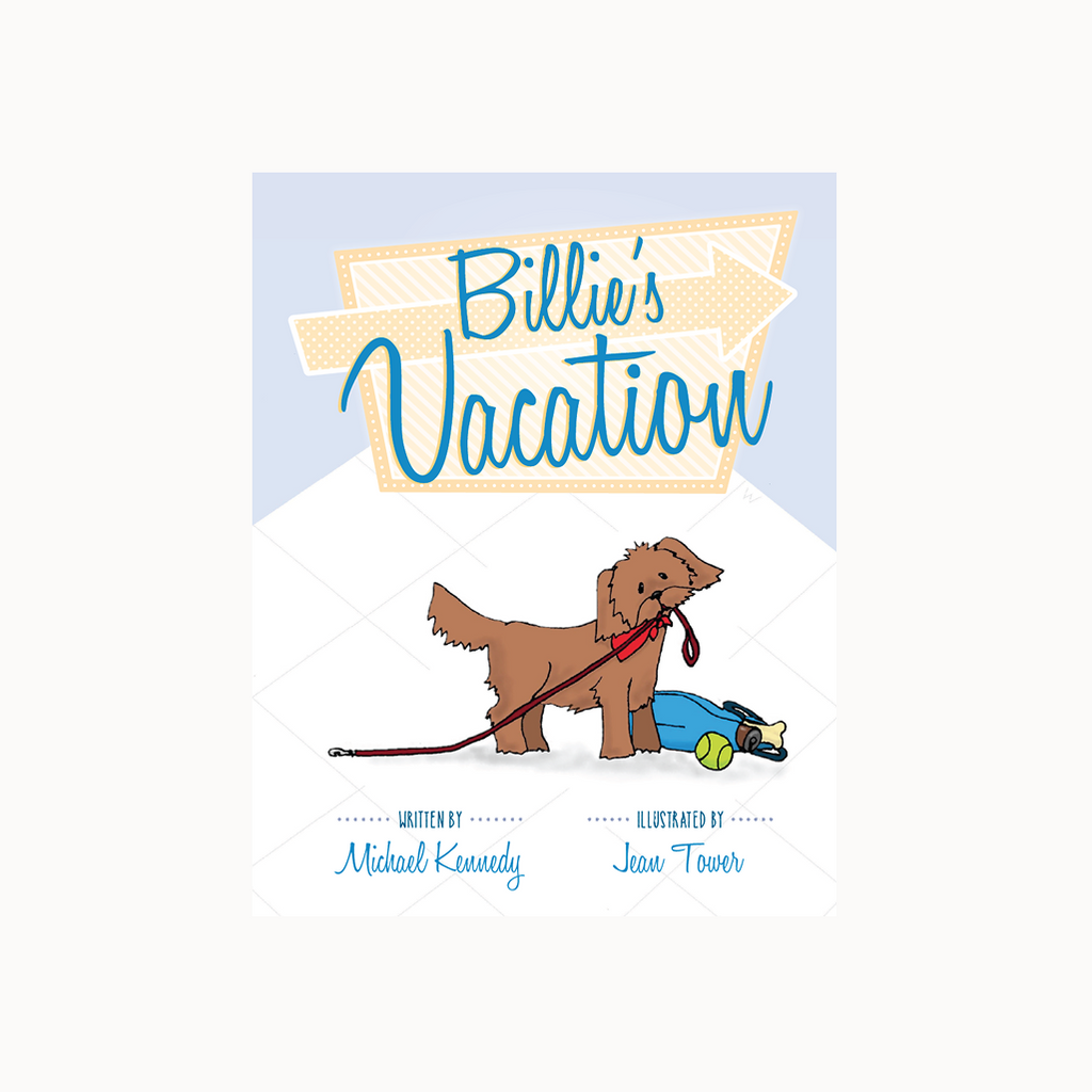 Cover of "Billie's Vacation" book with illustration of furry dog