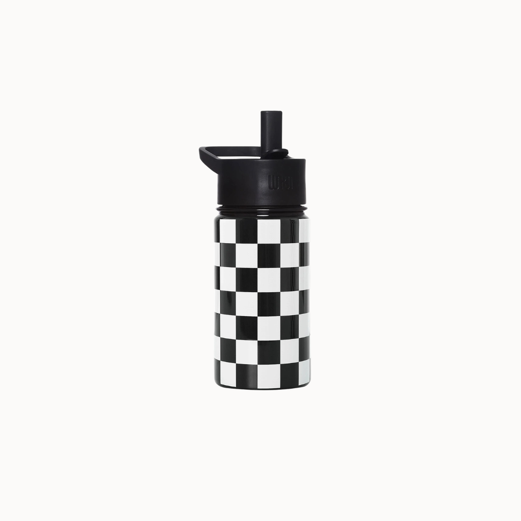 Wildkin - Black and White Checkered - 14 oz Steel Water Bottle