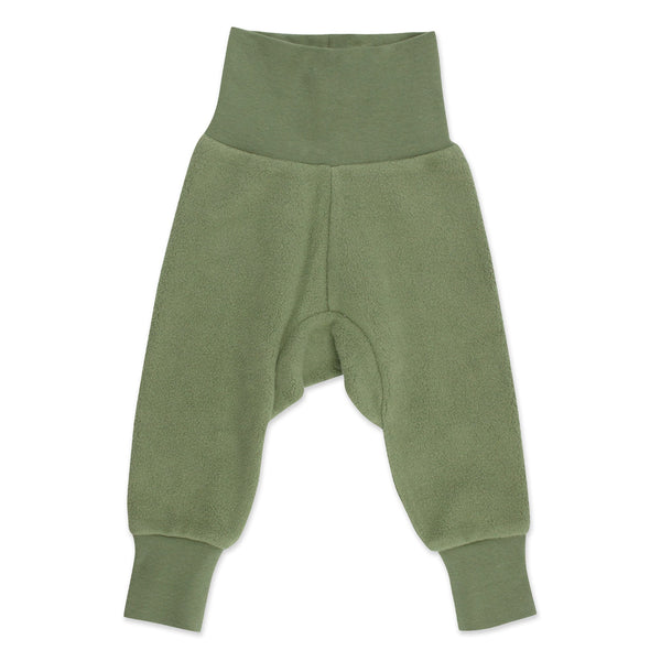 Green baby pants on a white background