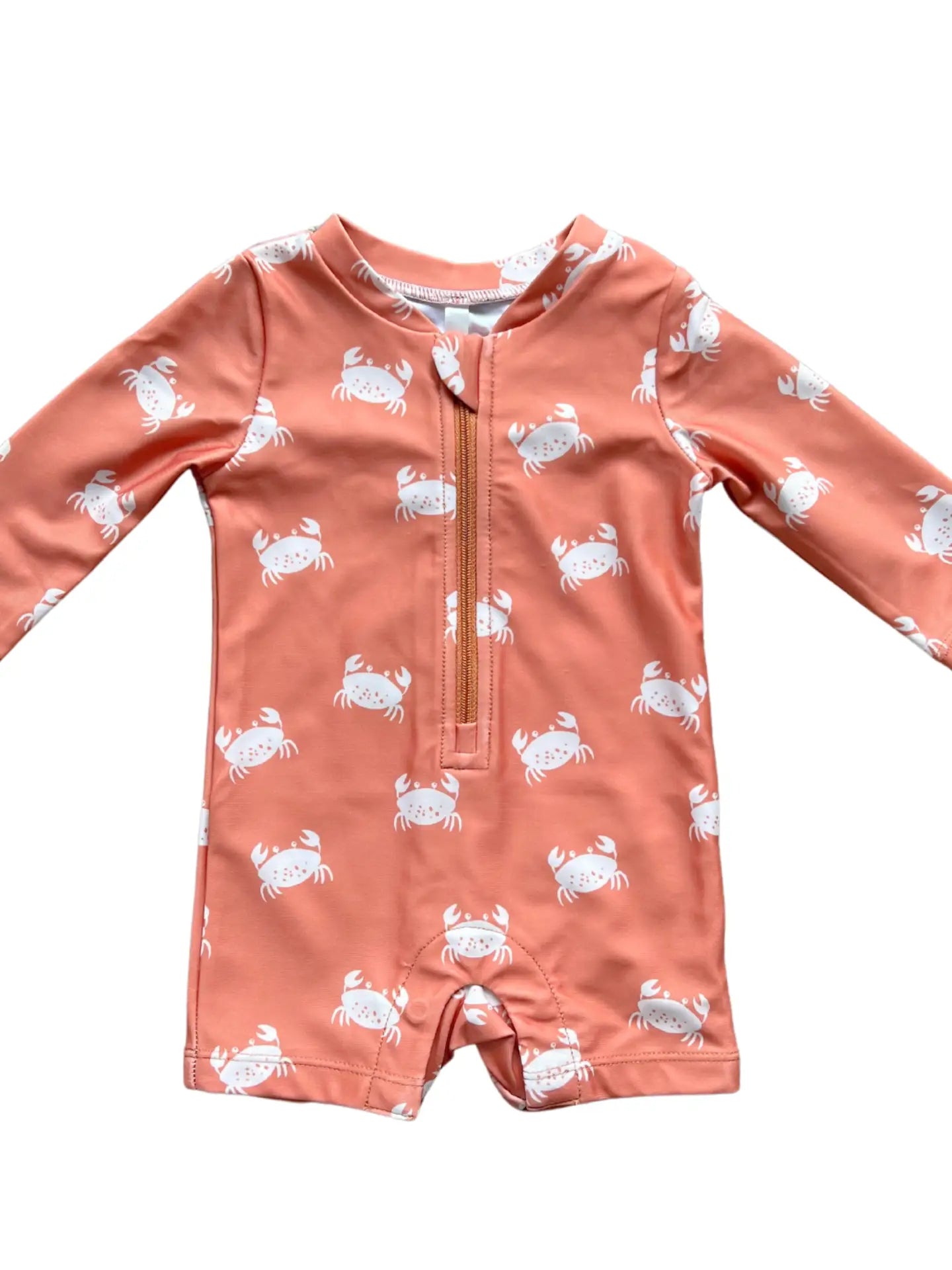 babysprouts clothing company - Baby One-Piece Rash Guard Swimsuit Crab in Sunset