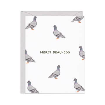 Amy Zhang - Merci Beau-Coo Pigeon - French Pun Thank You Card
