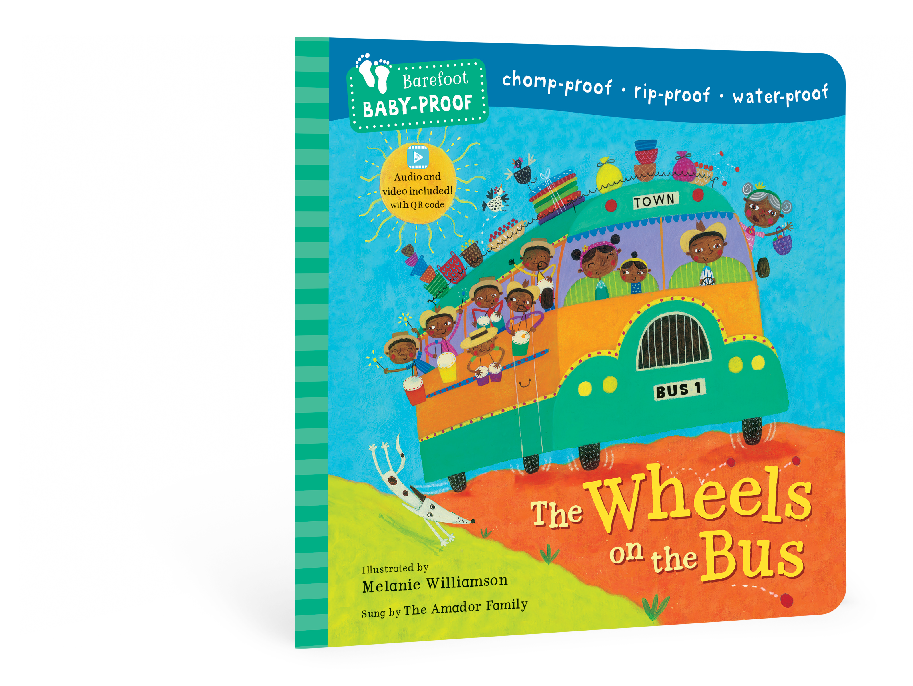 Children's book titled 'The Wheels on the Bus' with a colorful cover featuring a bus and children.