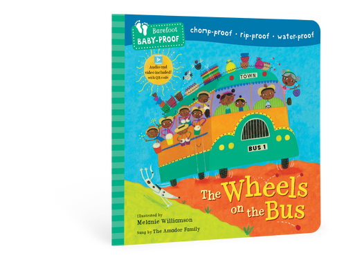 Children's book titled 'The Wheels on the Bus' with a colorful cover featuring a bus and children.