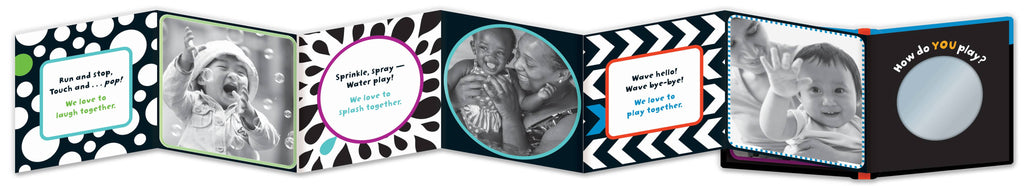 Children's photo album with multiple pages showing photos and text.