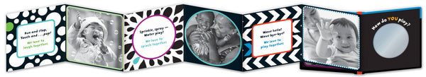 Children's photo album with multiple pages showing photos and text.