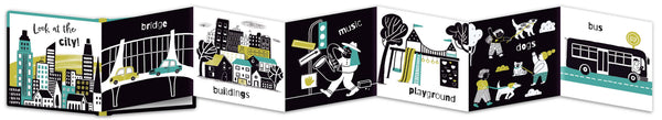 Set of three children's books with black and white illustrations on a white background